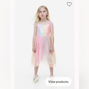 NWT New with tags H&M Asymmetric Sequin Rainbow Tulle Skirt Dress size 3-4 Yr 4T